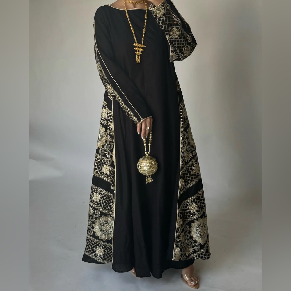 Black and Gold Double Sided Jalabiya/abaya NEW WITH TAGS
